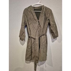Joiemont Olive Embroidered Belted Mini Dress Summer
